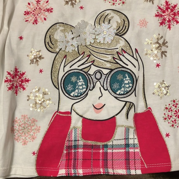 NWT Girl’s Cynthia Rowley Long Sleeve Cream Holiday Shirt w/ back bow detail - Picture 2 of 8